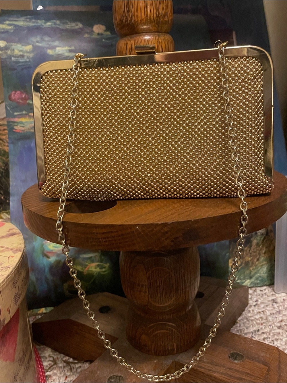 Jessica McClintock Gold Beaded Bag